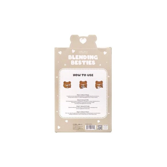 Celavi Blending Besties Makeup Sponge Blender & Spatula Cute Round Tool Set NEW - Picture 3 of 4